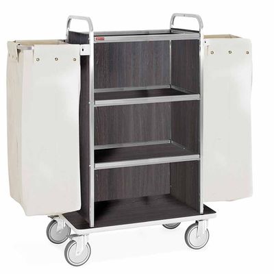 Stainless carriage with linen , 4 levels, 2 bags - dark oak
