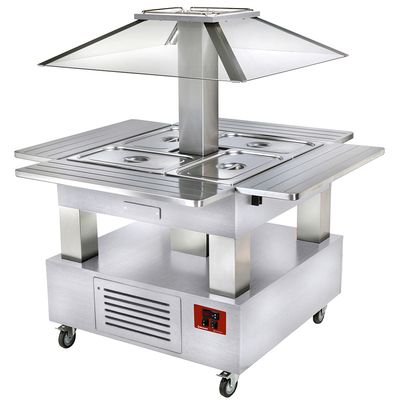 Island bain-marie warm buffet 4x GN1/1-150 (white wood)