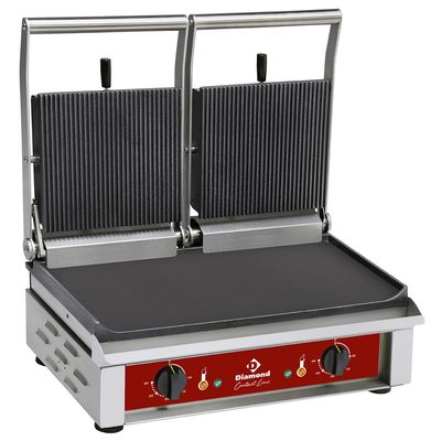 DOUBLE contact-grill, enamelled plates