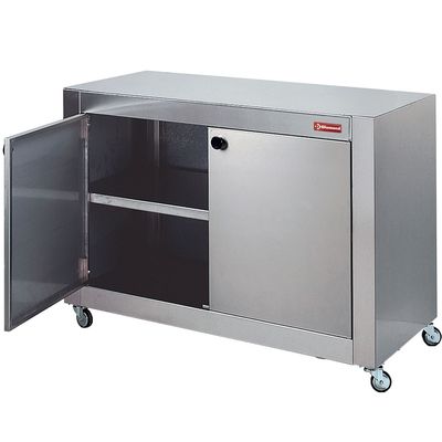 Cupboard in stainless steel, with wheels