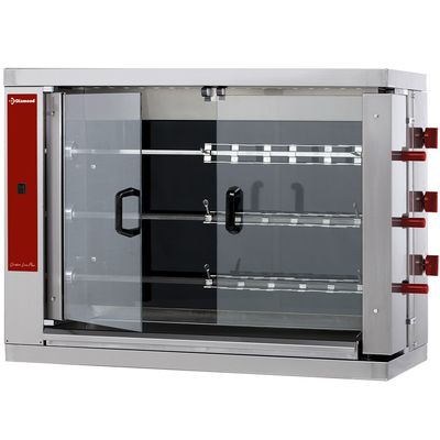 Vitroceramic chicken roaster, 3 spits (18 chickens)