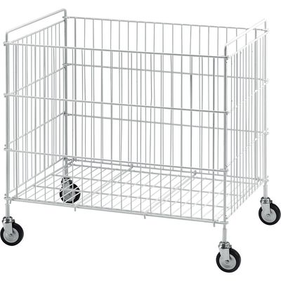 Laundry basket on castors, folding stool