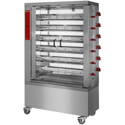 Chicken gas roaster, 6 spits, with wheels (36 chickens)