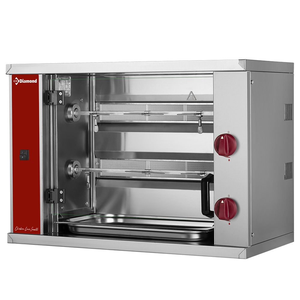 Gas chicken roaster, 2 spits (6 chickens) SMALL