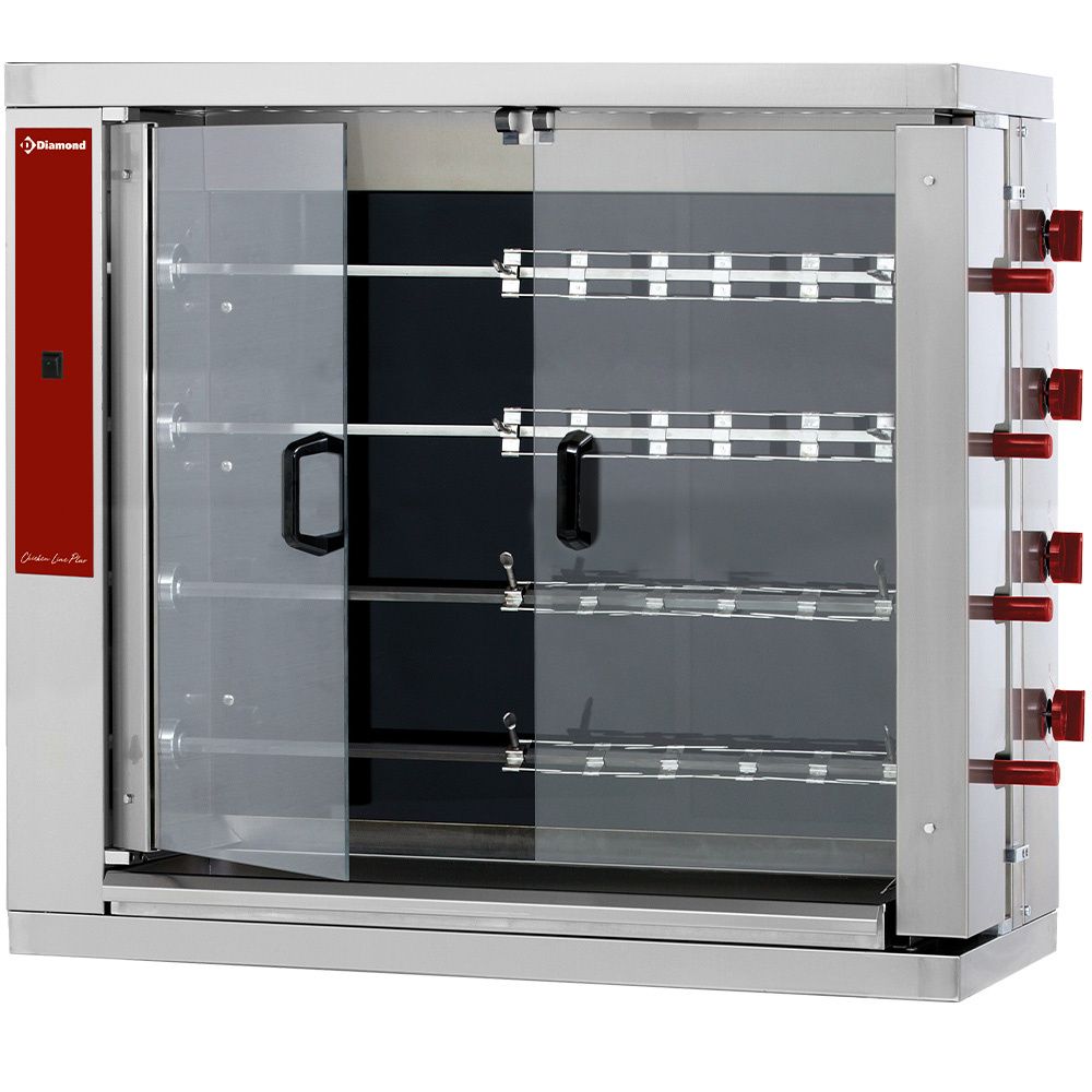 Vitroceramic chicken roaster, 4 spits (24 chickens)