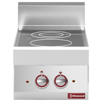 Electric vitroceramics plate with 2 cooking zones -Top-