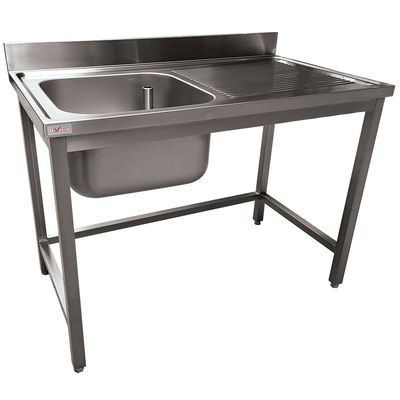 Stainless steel sink ECO 1 tank and 1 right drain surface, without lower shelf