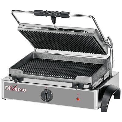 Electric panini grill MEDIUM, ribbed plates