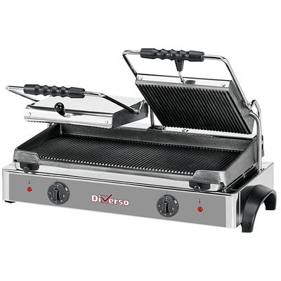 Electric panini grill DOUBLE, ribbed plates