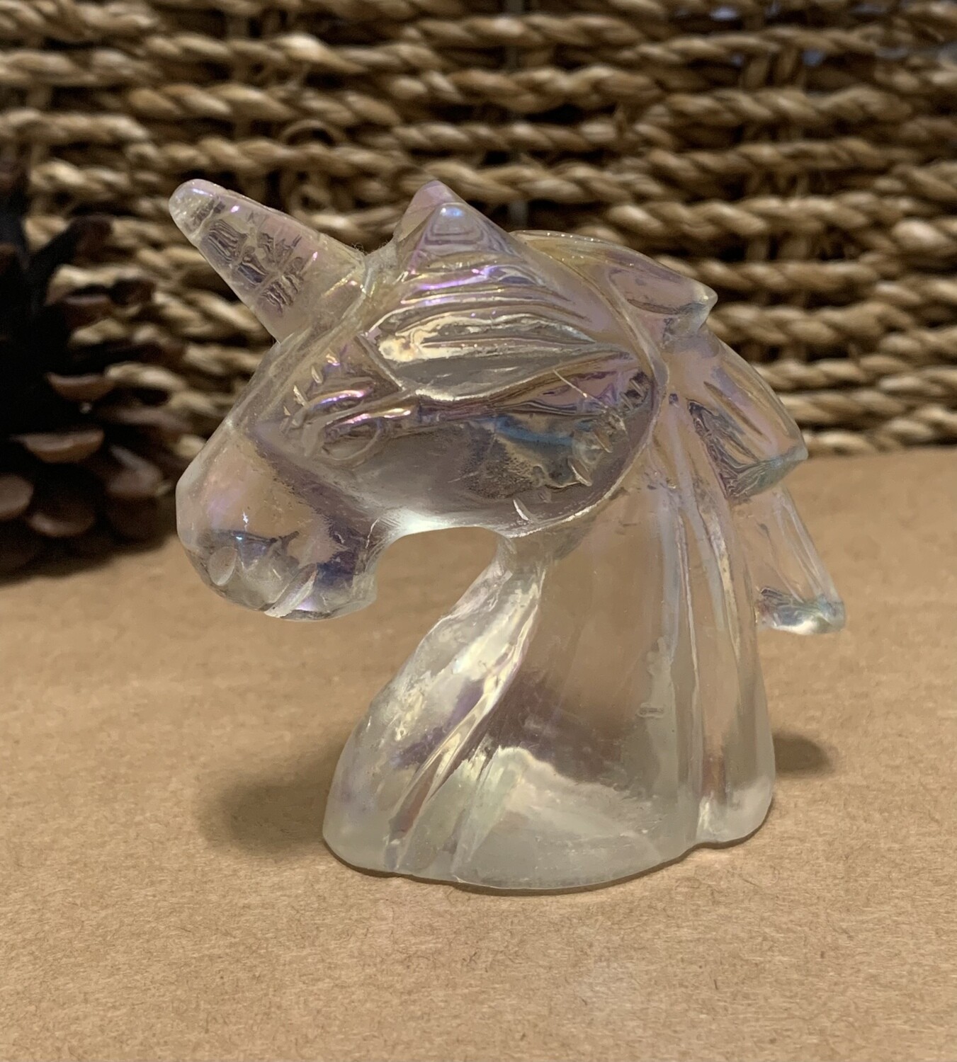 Angel Aura Quartz (Unicorn Carving)