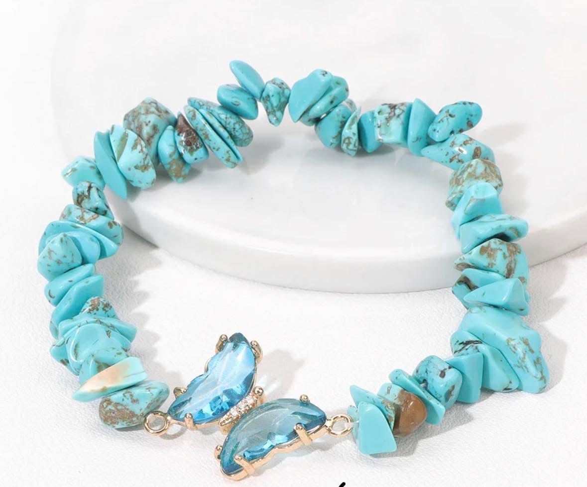 Butterfly Stone Chips Bracelet