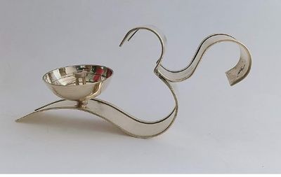Brass Diya (lamp) Embossed With "OM"  Engraving &amp; Handle