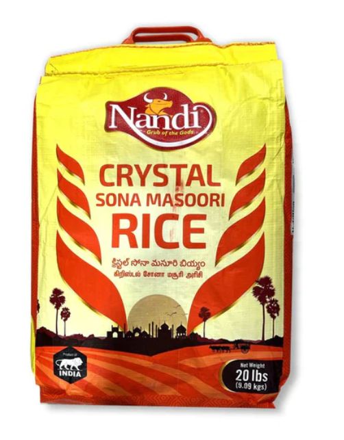 Nandi Crystal Sona Masoori Rice 20lb