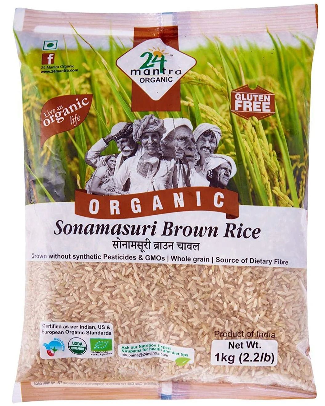 24 Organic Mantra Sonamasuri Brown Rice 2.2lb