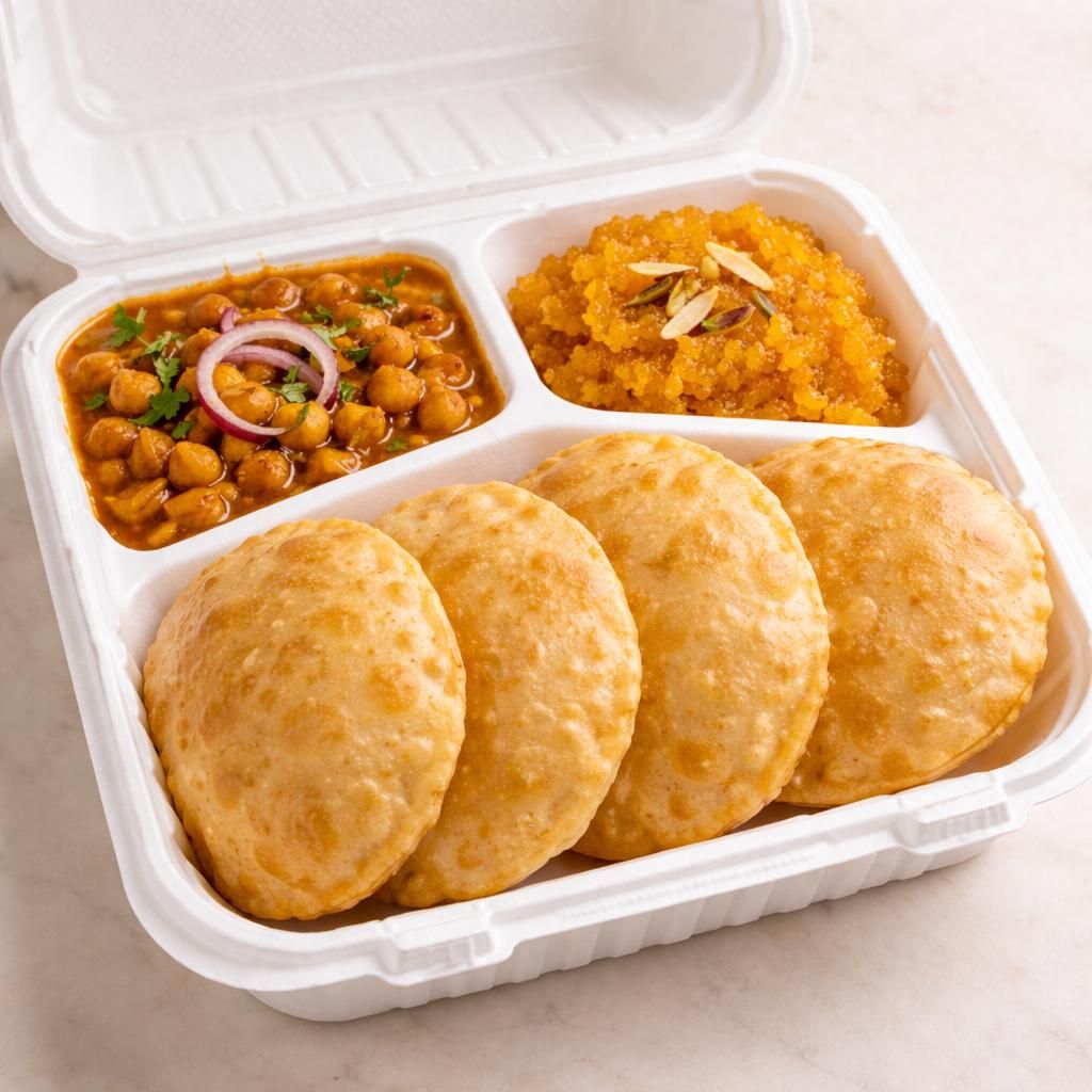 Poori Chole with Halwa