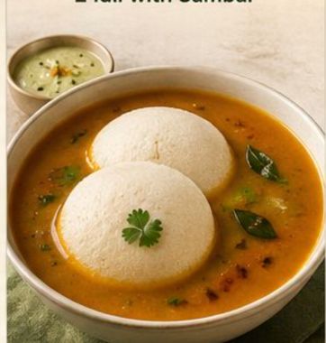Sambar Idli (2 Idli with Sambar)