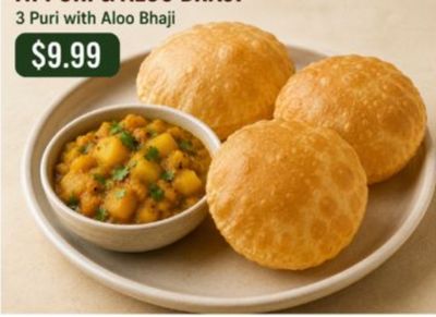 Puri With Aloo Bajji (3pc Puri)