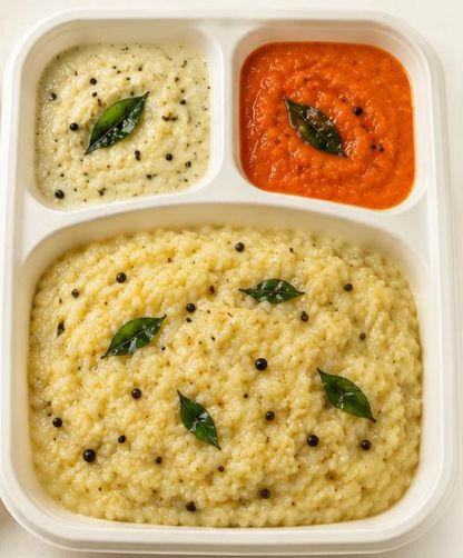 Pongal With Coconut &amp; Tomato Chutney