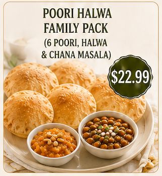 Puri Halwa &amp; Chana Family Pack (6 Puri, Halwa 12 oz &amp; Chana 12 oz)