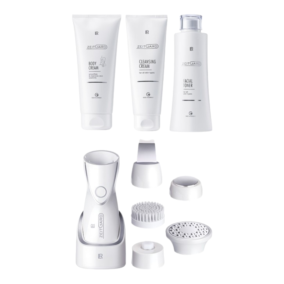 ZEITGARD Pro Ολοκληρωμένο Σετ Συσκευή με κεφαλές Καθαρισμού - Απολέπισης - Αντιγήρανσης Προσώπου - Μασάζ Σύσφιξης Σώματος και κρέμες Προσώπου - Σώματος ZEITGARD Pro Ολοκληρωμένο Σετ Συσκευή με κεφαλές Καθαρισμού - Απολέπισης - Αντιγήρανσης Προσώπου - Μασάζ Σύσφιξης Σώματος και κρέμες Προσώπου - Σώματος