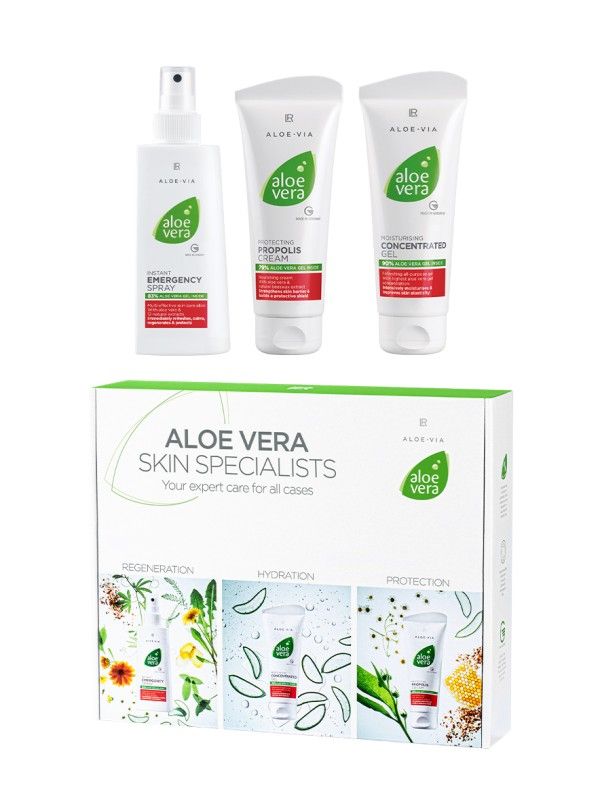 Aloe Vera SOS Box - με Σπρέι άμεσης δράσης Κρέμα με πρόπολη και Συμπυκνωμένο Gel με 90% Aloe Vera