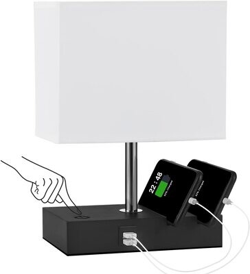 Touch Control Bedside Lamp with USB Ports