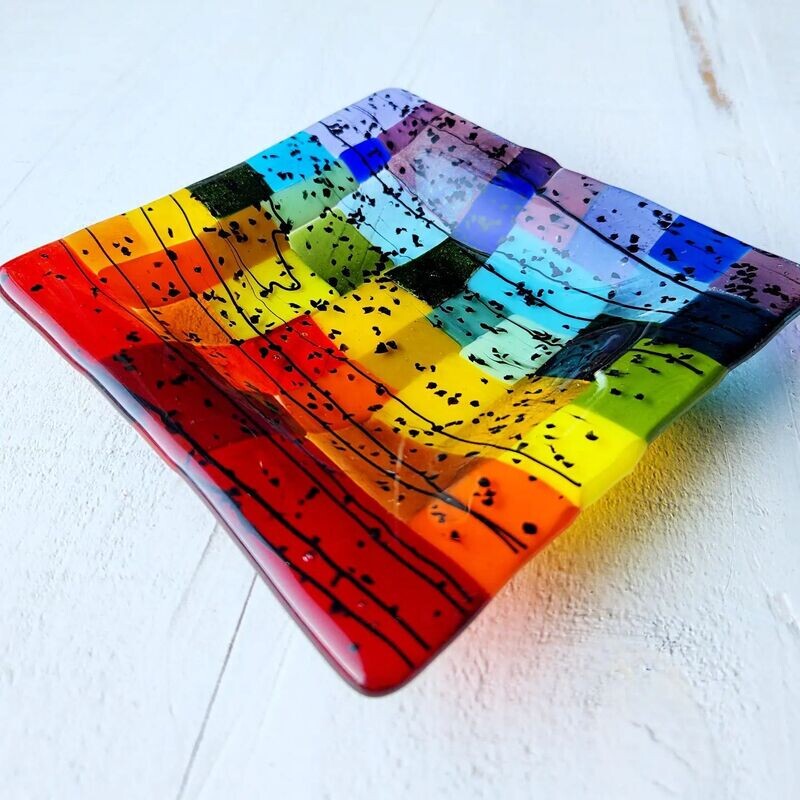 Handmade Glass Rainbow Dish