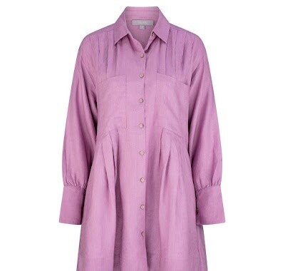 Isabella Linen Shirt Dress in Lavender, Colour: Lavender, Size: XS