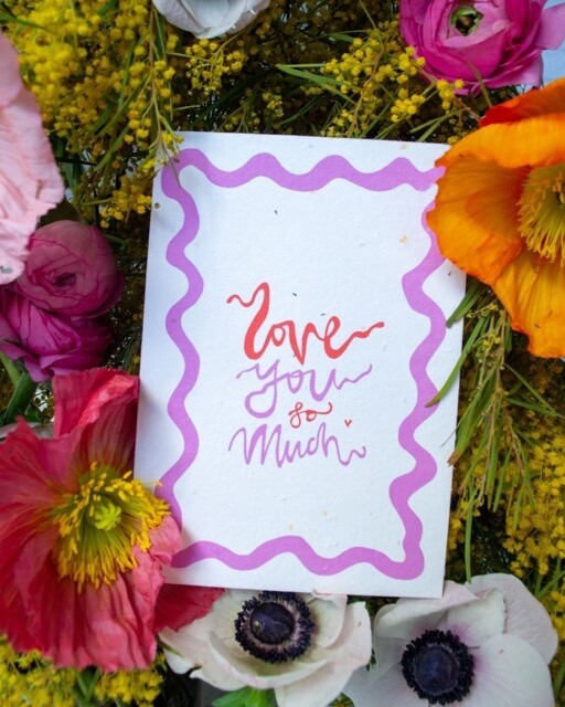 Love You Greeting Card in Pink