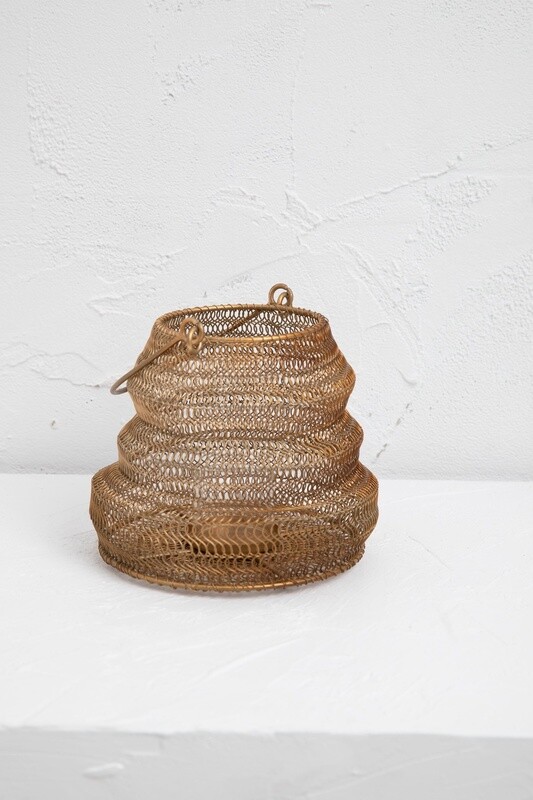 Morocco Folding Lantern in Antique Brass