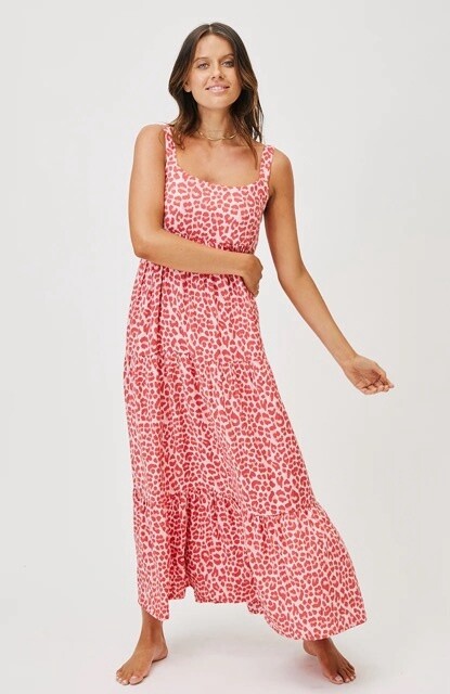 Aria Maxi Dress in Berry Leopard