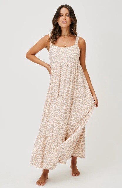 Aria Maxi Dress in Nude Leopard