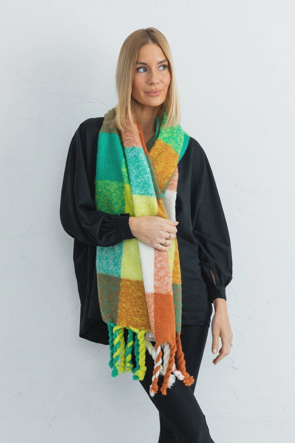 Fiesta Scarf in Orange Multi Colour Check