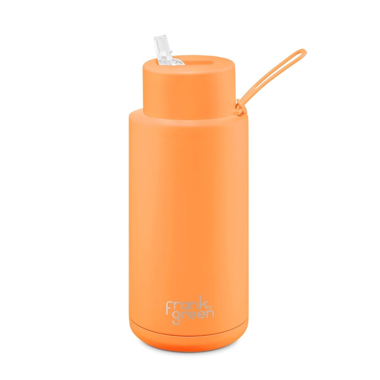 Neon Orange Ceramic Reusable Bottle with Straw Lid - 34oz / 1000ml
