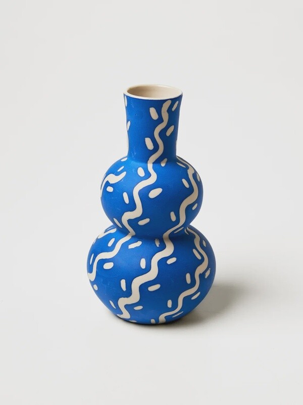 Happy Vase Blue Tracks