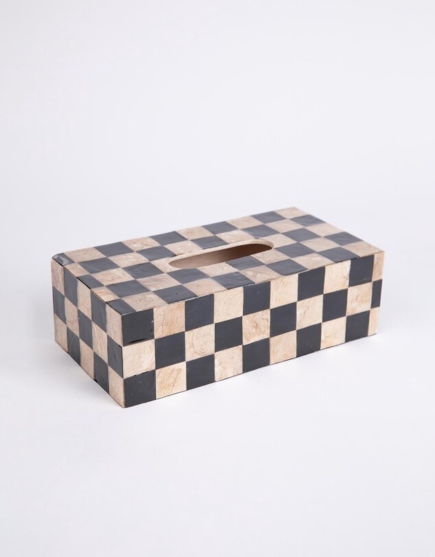 Large Tissue Box Holder in Black &amp; White