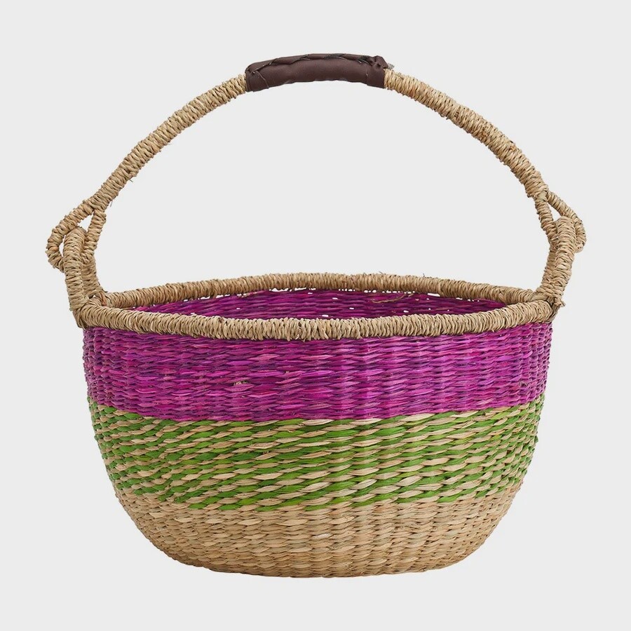 Sea grass Basket in Purple &amp; Green