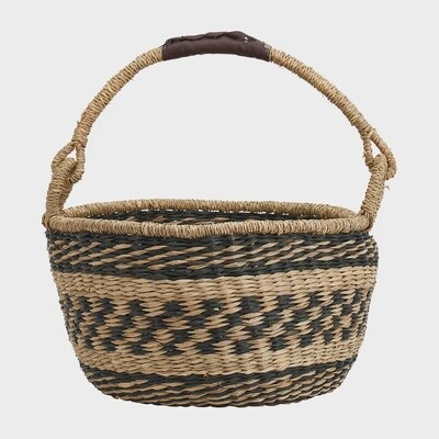 Seagrass Basket in Black Check