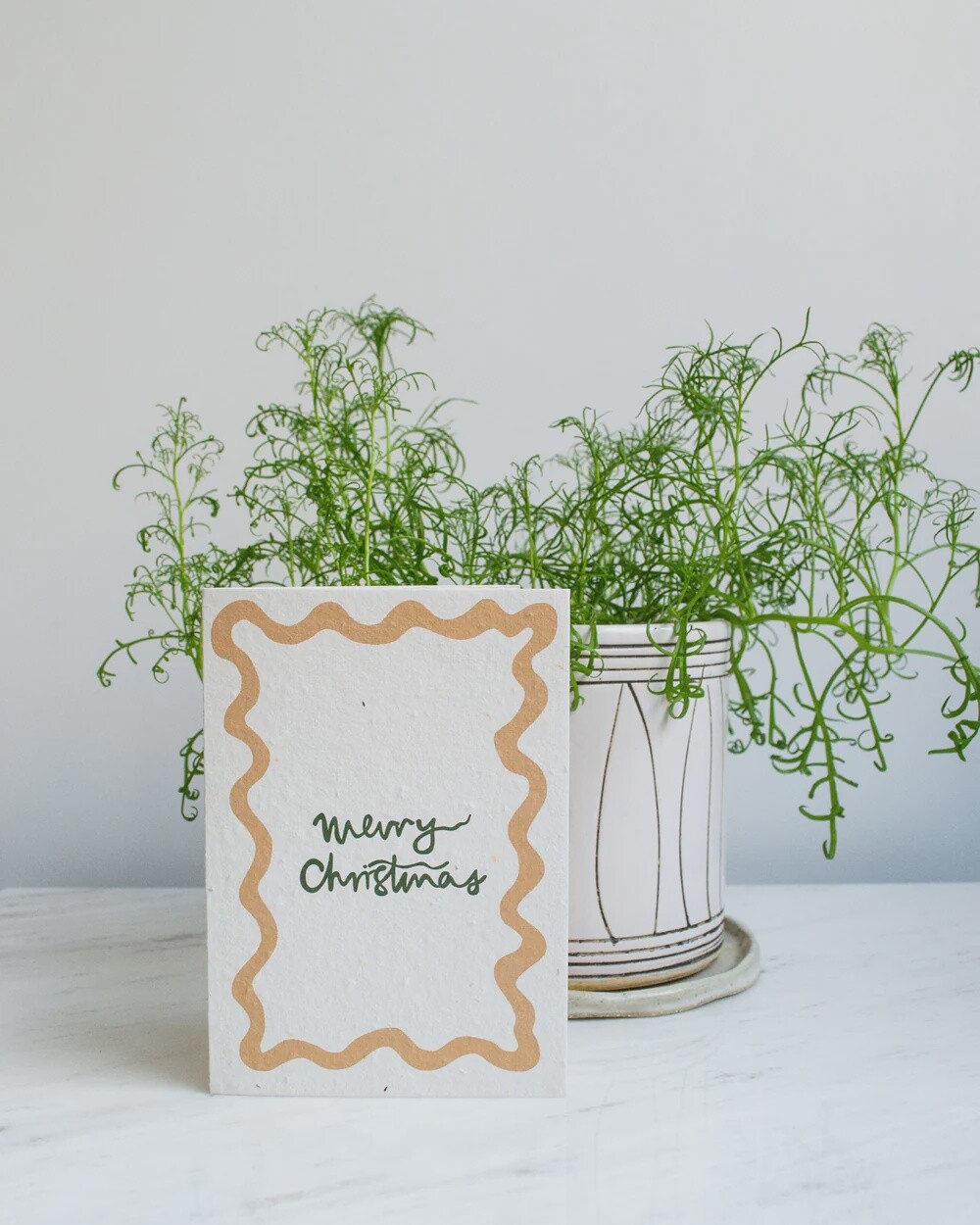 Merry Christmas Greeting Card in Beige
