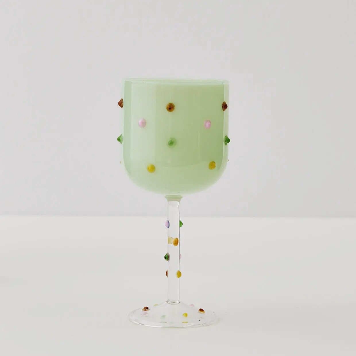 Dotted Green Wine Glass