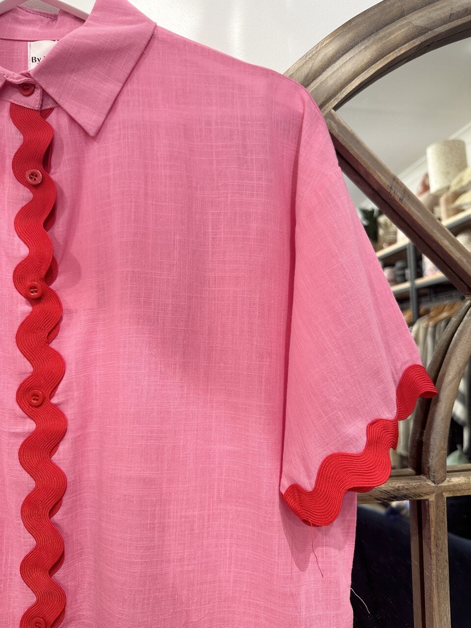 The Scallop Dress in Pink/Red