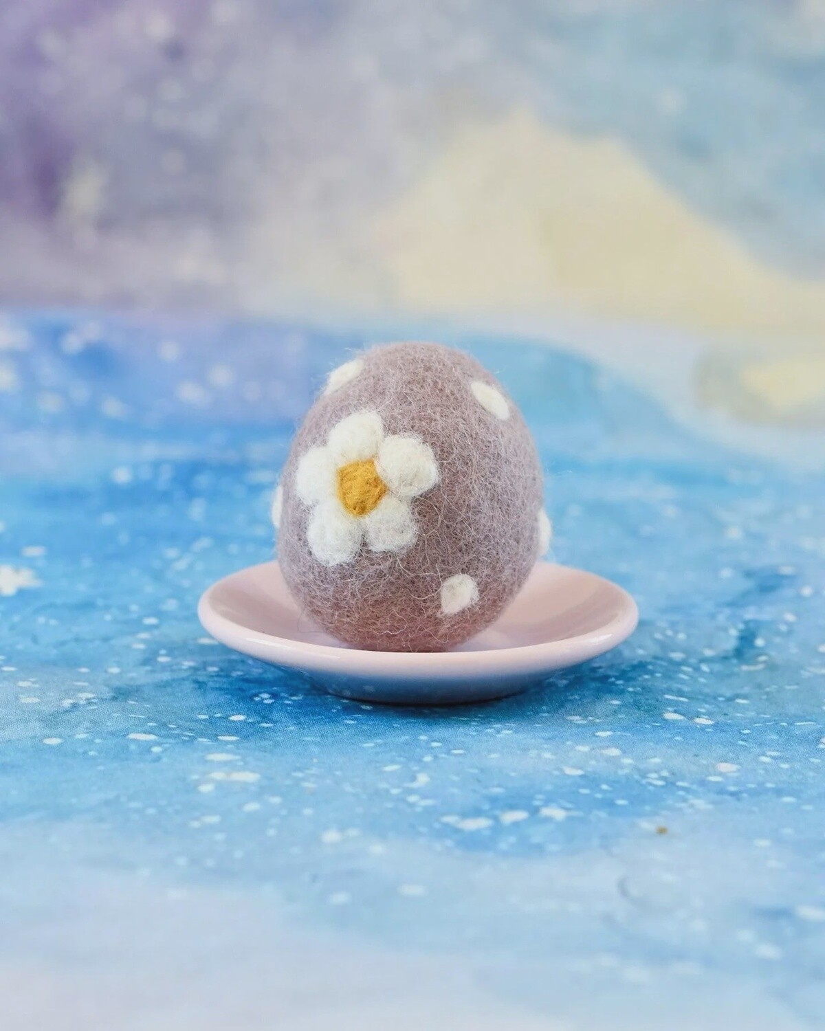 Felt Purple Floral and Dots Egg