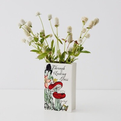 Ceramic Book Vase - Through The Looking Glass in White