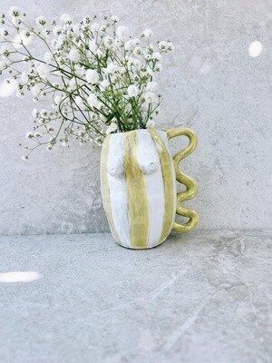 Boobie Bud Vase in Lemon Stripe