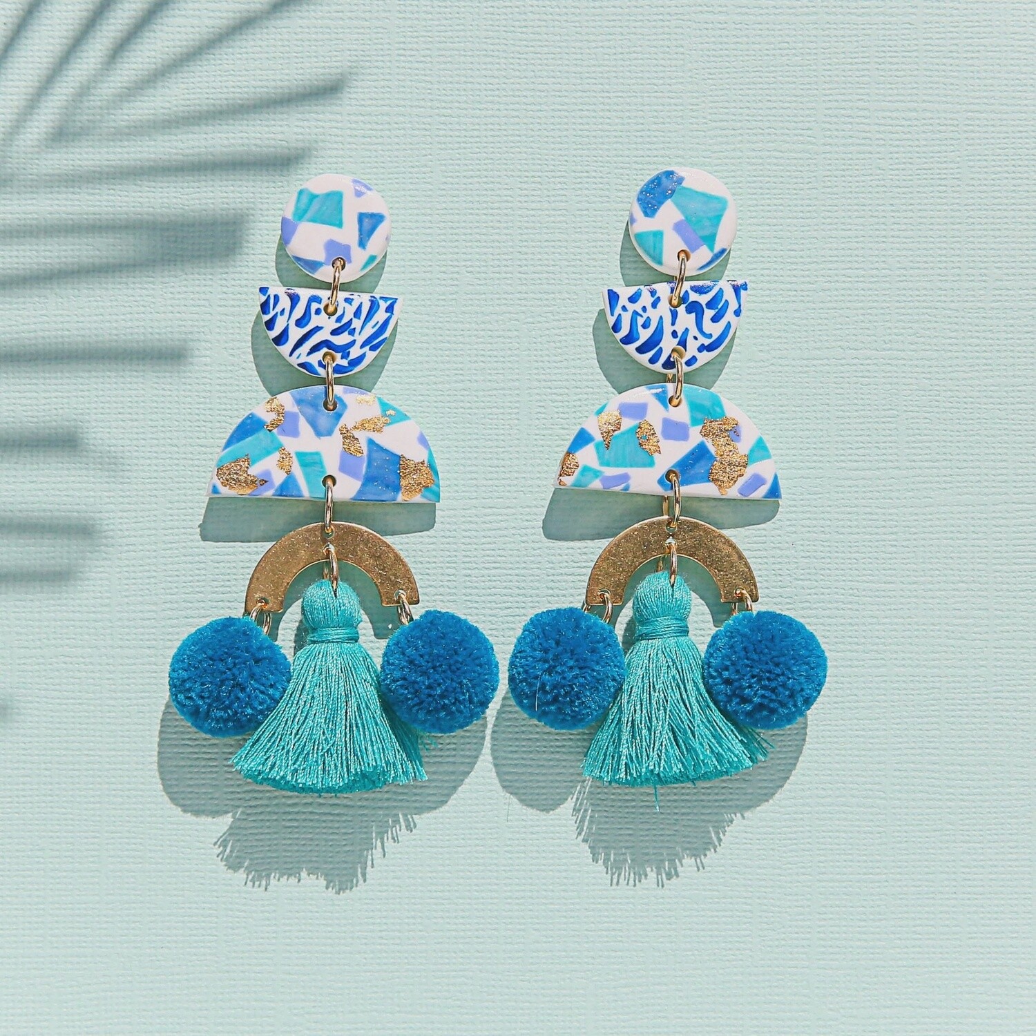 Teal Terrazzo Pom Poms