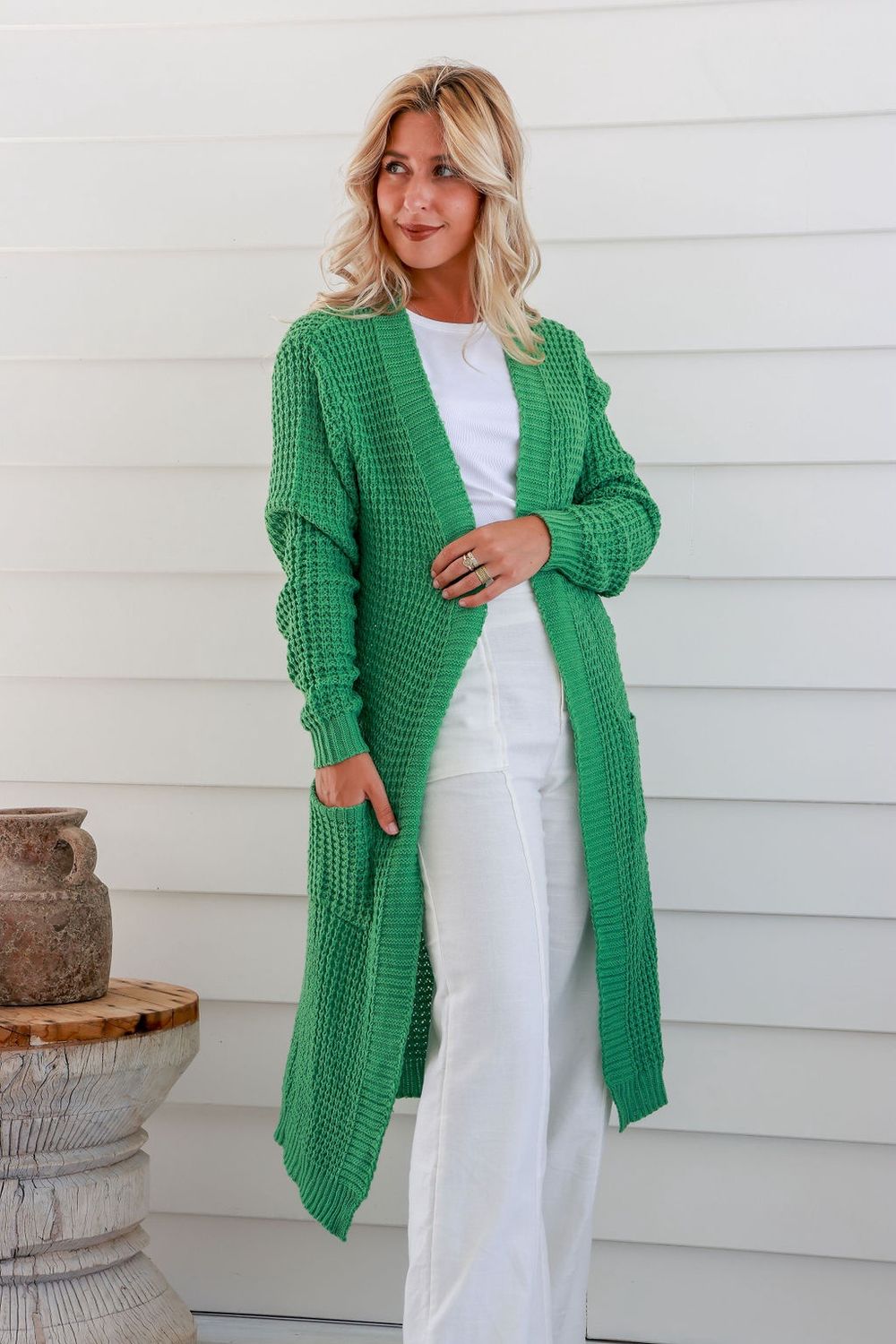 Long Knit Cardigan Pistachio