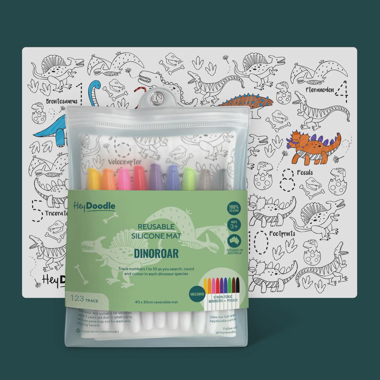 123 Dinoraur Colouring Mat