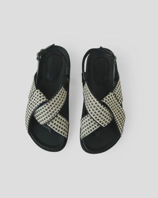 Mya Sandal in Black Woven