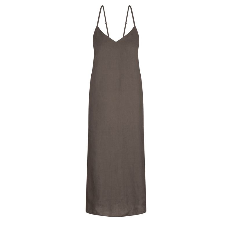 Lily Pilly Sophie Linen Slip Dress in Khaki