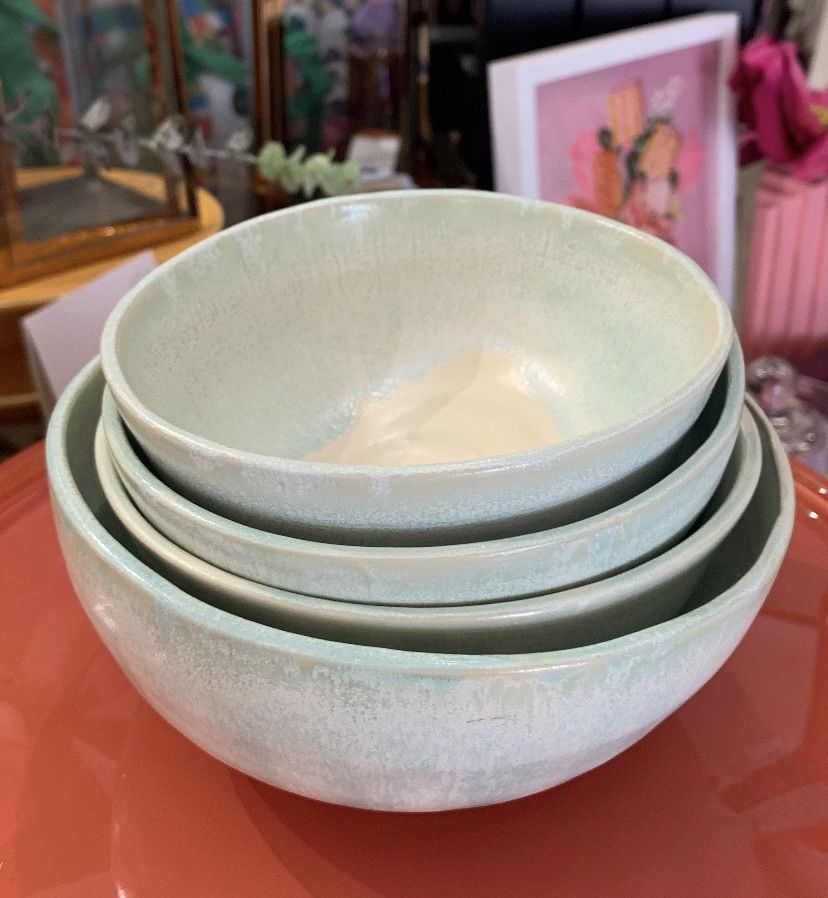 Assorted Ceramic Bowls in Sky Glaze